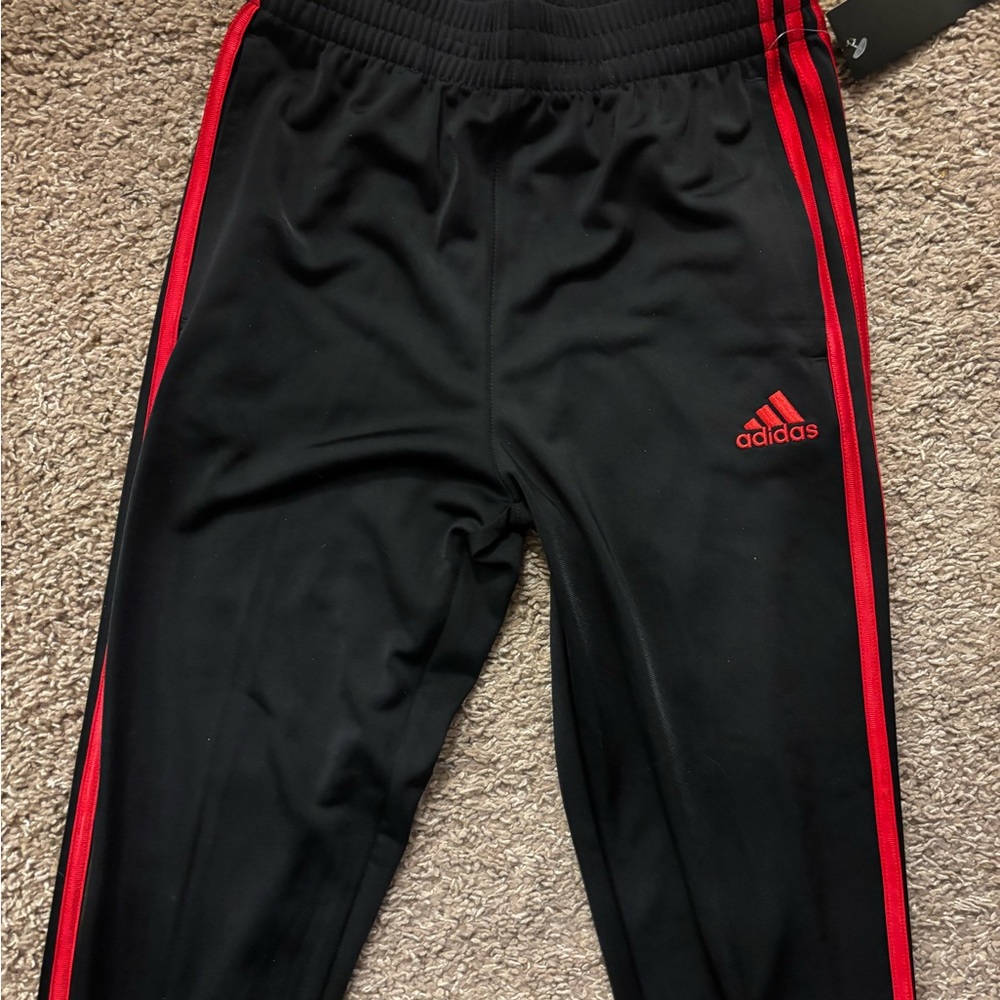 NWT Adidas Kids Black and Red Track Pants Boys 10/12 - Picture 9 of 10